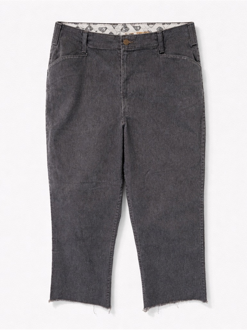 Vintage 90s Ben Davis Grey Jeans 38x29 Raw Hem Gorilla Cut Style 651 Work Heavy